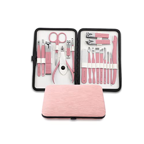 Zehennagelknipser 18-teilige Nagel-Klipper Set Edelstahl-Nagel-Klipper Pediküre-Kit Nagel-Datei Nagel-Clippers Maniküre-Schönheits-Kit mit tragbarer Mode-Tasche Nagelknipser-Set (Color : Blauw)