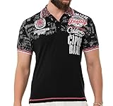 Cipo & Baxx Herren Poloshirt Print Polokragen T-Shirt Kurzarm CT738 Schwarz L