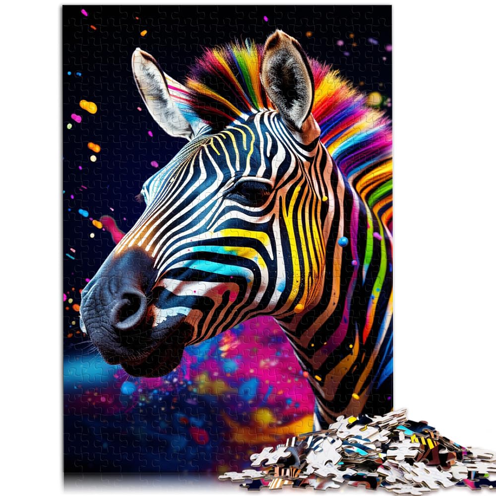 Puzzles Geschenke Spielzeug Bunte Zebras Puzzles für Erwachsene 1000 Puzzles Holzpuzzle Familienspiel Stressabbau Schwieriges Herausforderungspuzzle 1000 Teile (50x75cm)