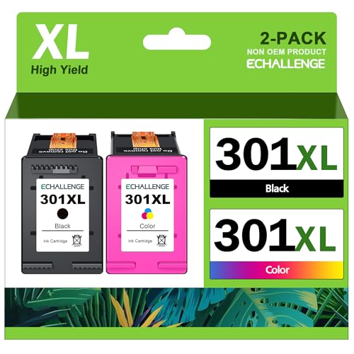 301 XL Druckerpatronen Multipack Ersatz für HP 301 für HP Deskjet 2540 1000 1010 1050 Envy 4500 5534 4502 Officejet 2620 2622(1Schwarz 1Farbe,2-Pack)