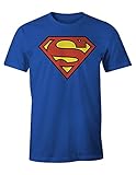 cotton division Herren Superman Logo Classique T-Shirt, Blau (Cobalt), L