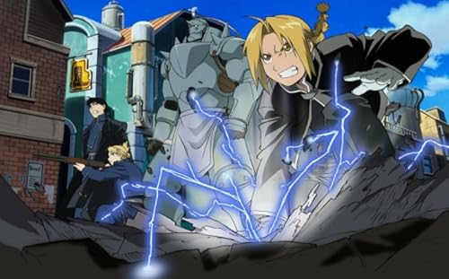 HfmQuisutron Jigsaw Puzzle 1000 Teile Klassisches Anime Fullmetal Poster Holzpuzzle Home Stressabbau Spiel Vf80Za