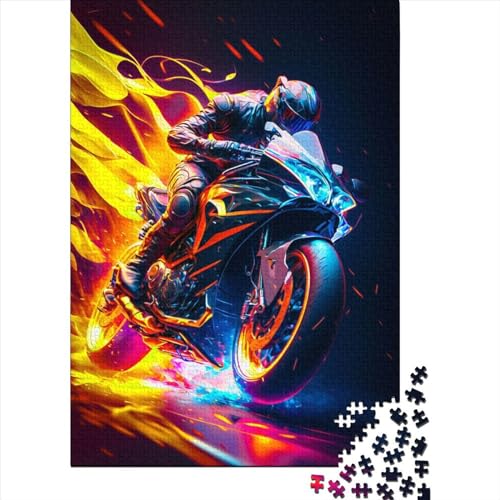 1000 Teile für Erwachsene, schwieriges Puzzle, Rider Mania Motorrad, Holzpuzzle für Teenager, Geburtstagsgeschenk für Erwachsene, Jungen und Mädchen, 75 x 50 cm