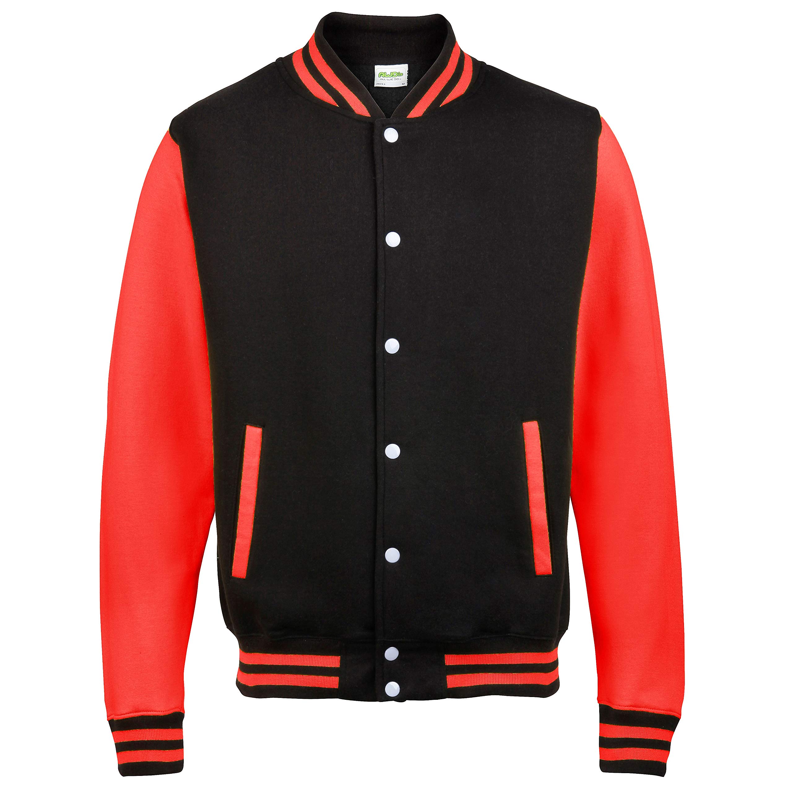 Awdis Unisex Varsity Jacke, Jet Black/Fire Red, XXL