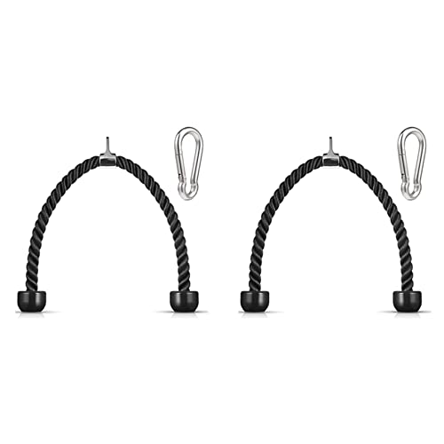 SICOSALT 2X Hoch Leistungs Trizeps Pulldown Seil 36 mit Karabiner Haken, Pulldown Seil für Fitness Zubehör Kabel Maschine für Das Heim Fitness Studio