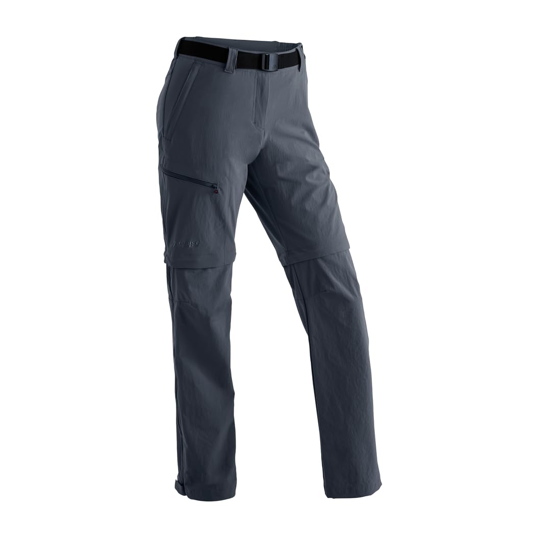 Maier Sports Nata, Damen Wanderhose, Wasserabweisende Outdoorhose für Trekking und Hiking, Praktische T-Zipp-off-Funktion, PFC-frei, mSTRETCH pro 4 & Dryprotec, Grau, 22 (W35/L30)