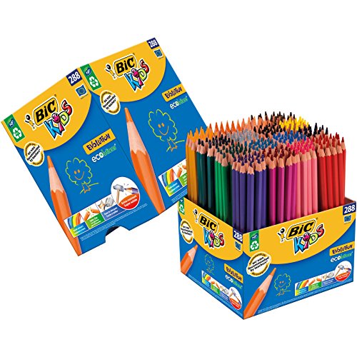 BIC Kids 907901 Evolution Buntstifte Set, Metalleimer mit 288 Buntstiften