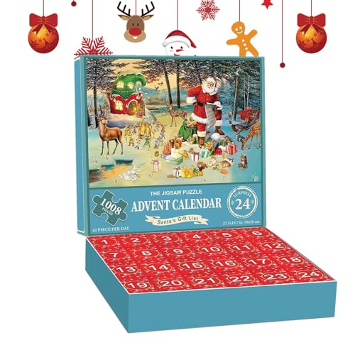 Puzzle-Adventskalender, Weihnachtskalender-Rätsel, 24 Tage Weihnachts-Puzzle-Kalender-Rätsel, Weihnachts-Countdown-Kalender für Kinder. Lustige Feiertagsrätsel für Teenager und Erwachsene