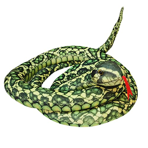 DANAIM Simulation Tier Zeug Schlange, Schlange Stofftier Plüsch Lebensechte Python Plüsch Puppen Reptil Umarmung Kissen Geschenk for Kinder Geburtstag Home Decor(Green,200cm)