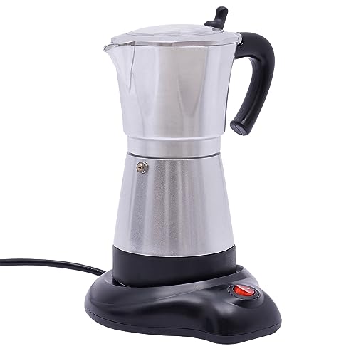 300ml Elektrische Kaffeemaschine 480W Espressokocher Elektrisch Espressokocher 6 Tassen Italia Mokka Kanne Geeignet für zu Hause im Café im Büro im Milchteeladen usw (Silber)