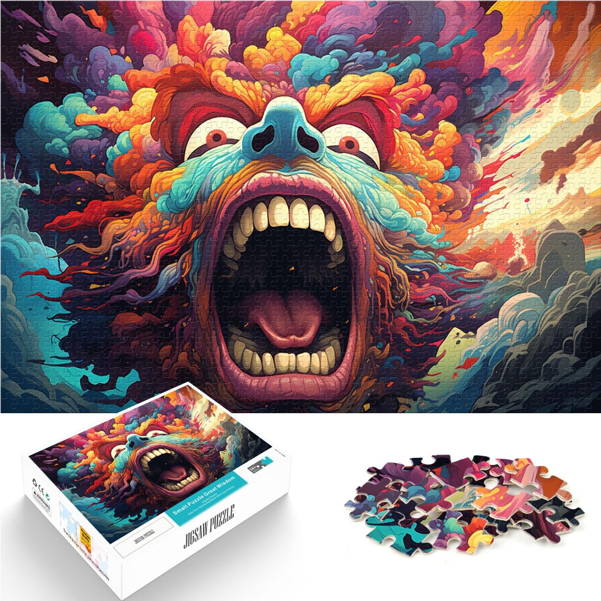 Puzzles als Geschenke, farbenfrohe psychedelische Kunst, 1000-teiliges Puzzle für Erwachsene, Holzpuzzle, schwierige Puzzles für Frauen und Männer, 1000 Teile (50 x 75 cm)