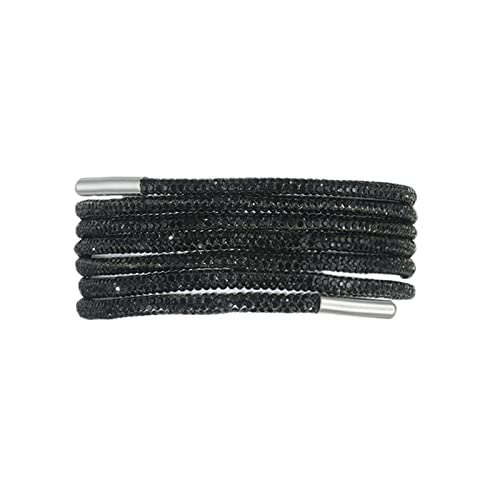 RybdaFDc Schnürsenkel, Strass-Schnürsenkel, Diamant-Schnürsenkel, gekreuzter Flechtriemen, DIY-Kordelzug for Turnschuhe, Schnürsenkel, Zubehör(Black,160cm)