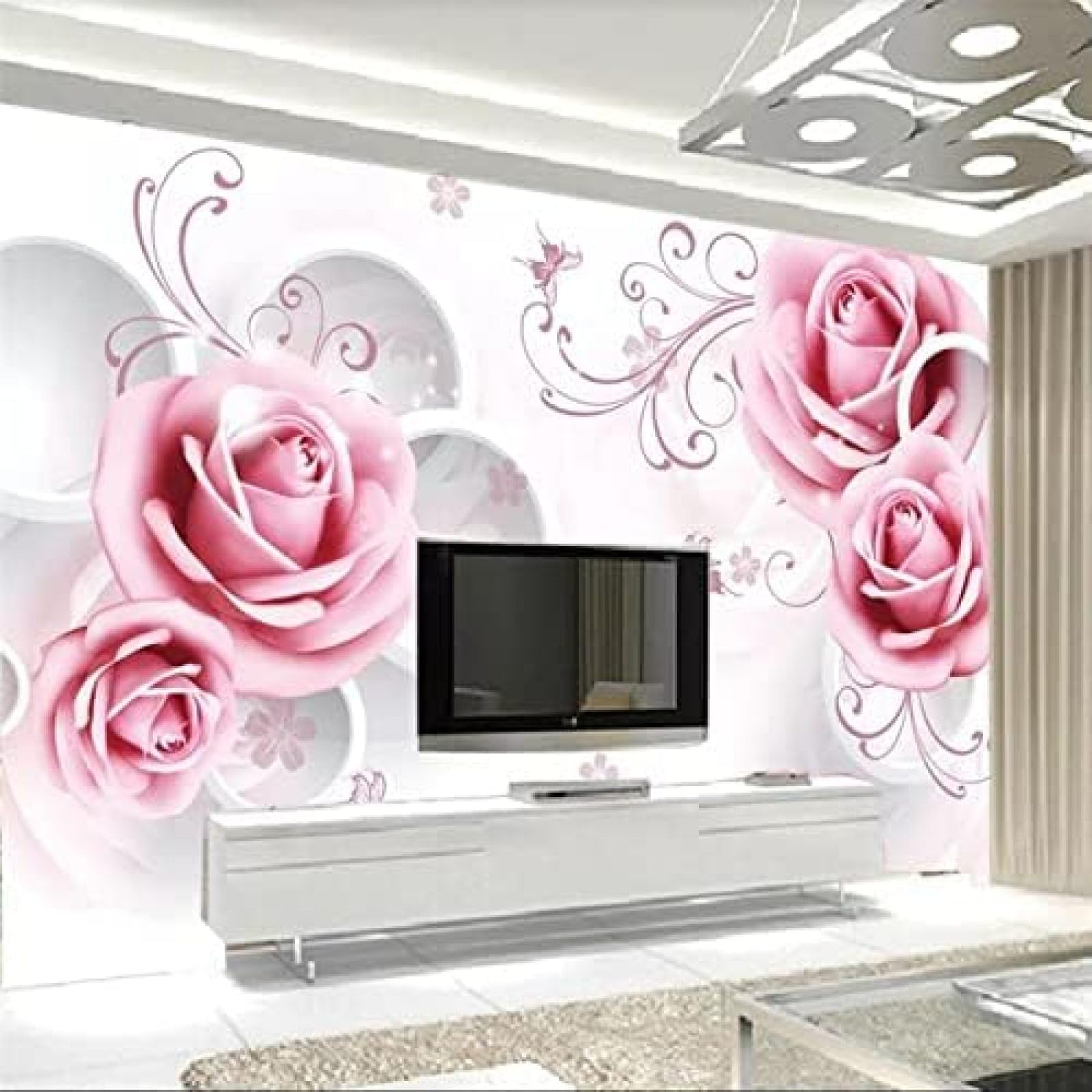 XLMING Rose Rebe Blume 3D Tapete Wohnzimmer Sofa Schlafzimmer Esszimmer Home Dekoration Wand-300cm×210cm