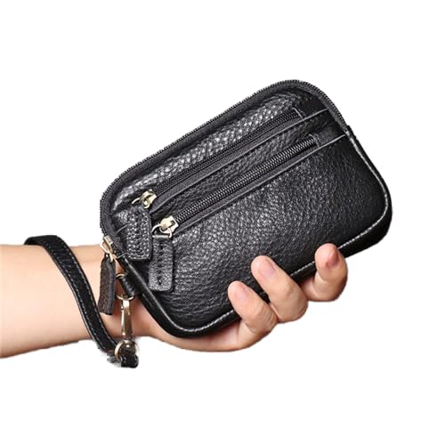 NEWNAN Herren-Geldbörse mit doppeltem Reißverschluss, Kurze Damen-Geldbörse, Handytasche, Clutch-Tasche, Handtragetasche, kleine Tasche (Farbe: A, Größe: 17 x 4 x 11 cm)