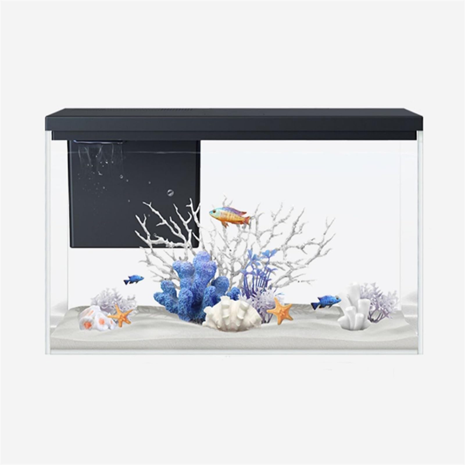 Aquarium Aquarium mit Licht und Pumpenzirkulationsfiltrationssystem, quadratisches transparentes Glasaquarium for Zuhause, ökologisches Aquarium Aquarium-Kit