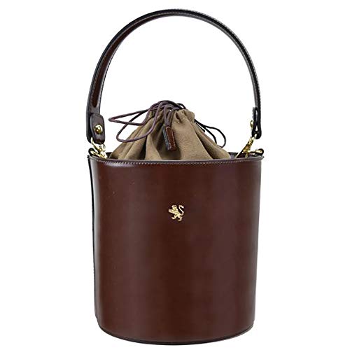 Pratesi Secchiello Schultertasche aus echtem Leder - R335 Radica (Kaffee)