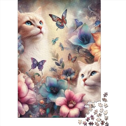 Katzen- und Hundeblumen-Holzpuzzle, Puzzle für Erwachsene und Jugendliche, 1000 Teile, Puzzle für Erwachsene, Puzzle, Puzzle für Erwachsene und Jugendliche, 75 x 50 cm