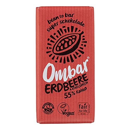 Ombar - Erdbeere + Kokosmilch Bio Roh-Schokolade - 35 g - 10er Pack