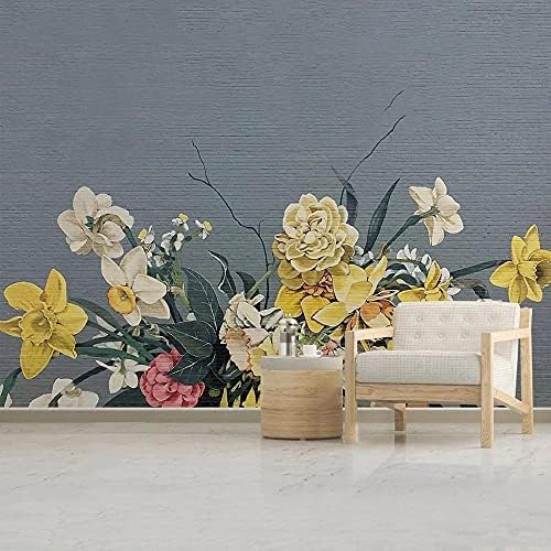 Vintage Floral Rose Muster Stein Muster Blume 3D Tapeten Wanddekoration Fototapete Sofas Wohnzimmer Wandbild Schlafzimmer-400cm×280cm