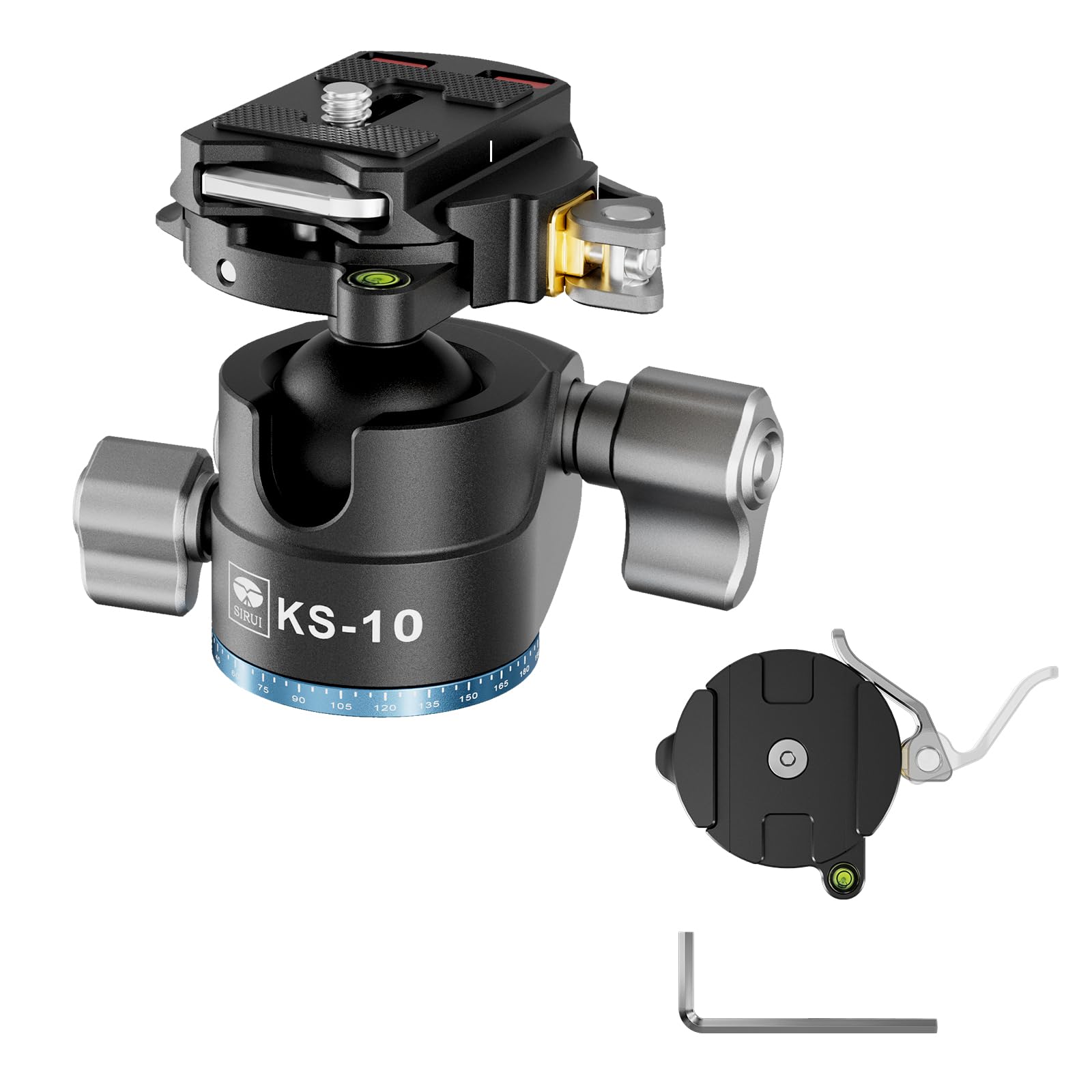 SIRUI KS-10 Kugelkopf Low Profile für Stativ, 29 mm 360° Panorama Aluminium Stativkopf für Kamera, Camcorder, Kugelkopf für Stativ, Einbeinstativ, Maximale Belastbarkeit 15 kg