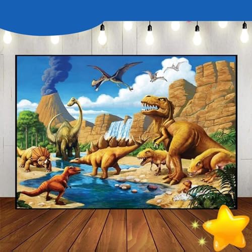 Dinosaurier Hintergrund Berge Geburtstag Dekoration Welt Mesozoikum Fotografie Hintergründe Banner Cust Hintergrund See Bäume Foto 300x200cm