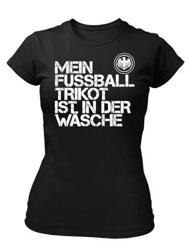 clothinx Damen T-Shirt EM Fussball Trikot ist in der Wäsche Frauen Sport Spruch