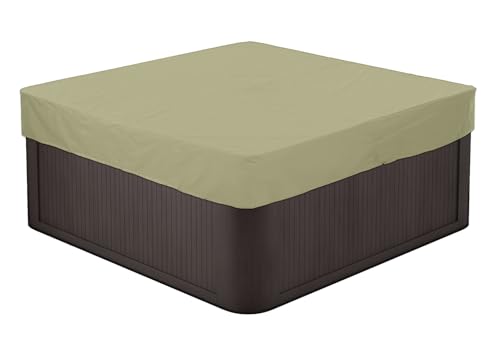 BaCover Outdoor Whirlpool Abdeckung, 210D Oxford-Gewebe Wasserdicht Schutz vor Wind UV Schützende Quadrat Poolabdeckung,Beige,228x228x30cm