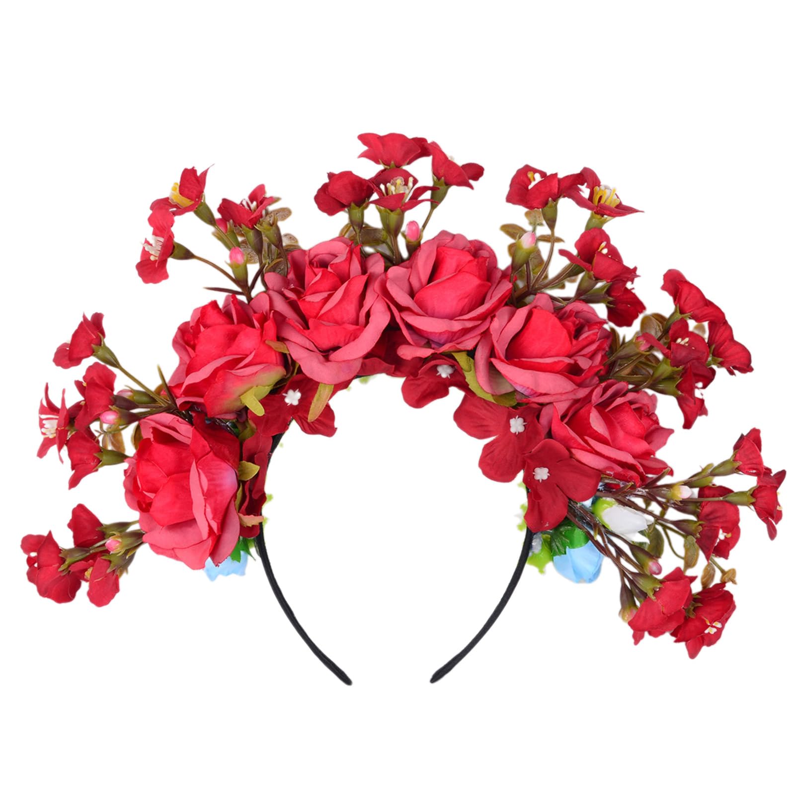 Modell-Show-Stirnband mit realistischem Blumen-Ethno-Stirnband für Braut, Frühlings-Stirnband für Hochzeit, Party, Blumenstirnbänder für Frauen, böhmische Blumen-Haarbänder für Frauen, böhmische