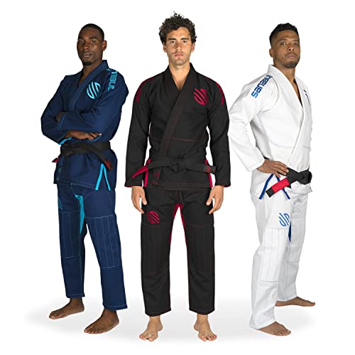 Sanabul Essentials V.2 Ultraleichtes BJJ Jiu Jitsu Gi mit vorgeschrumpftem Stoff (Schwarz, A0)