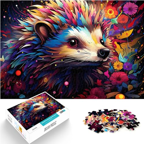 Puzzles, Geschenke, Spielzeug, farbenfrohes psychedelisches Igeltier, 1000 Teile, Premium-Puzzle aus Holz, als Geschenk für die ganze Familie, 1000 Teile (50 x 75 cm)