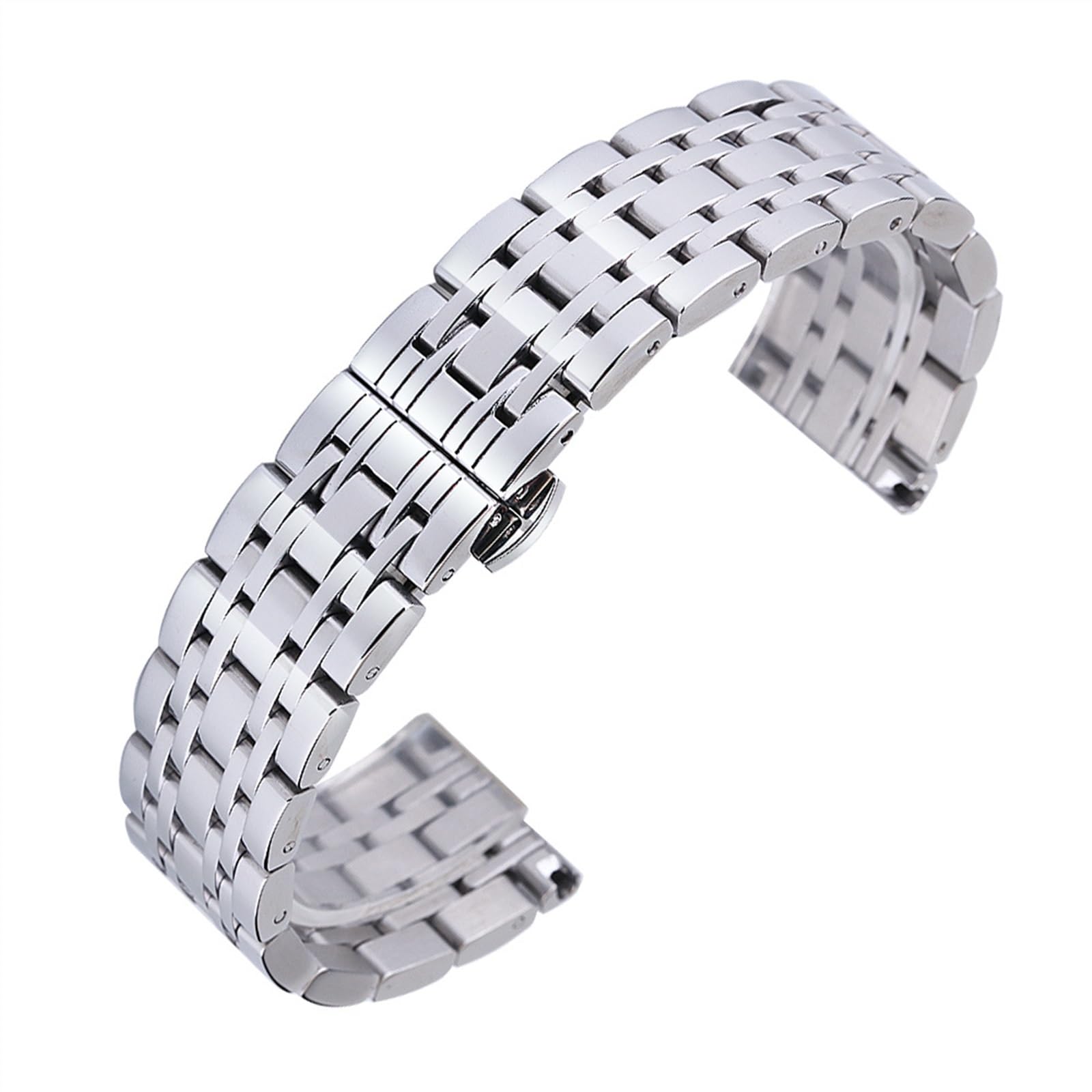 THBGTCNQ 14mm 16mm 18mm 20mm 22mm Edelstahl Uhrenarmband Metall Uhrenarmband Smart Watch Armband mit Pin(Silver,22mm)