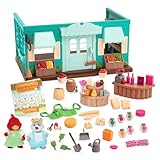 Li’l Woodzeez – 72-teilig Supermarkt Set – mit Zubehör und 2 Tierfiguren – Kasse, Lebensmittel, Dekoration, Geschirr, Bilderbuch – Spielzeug für Kinder ab 3 Jahren – Deluxe Kaufladen