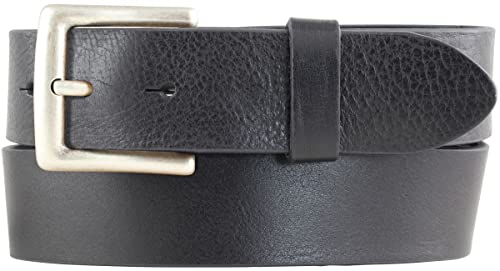 BELTINGER Jeansgürtel aus Vollrindleder mit altsilberner Gürtelschließe 4 cm | Jeans-Gürtel für Damen Herren 40mm | Leder-Gürtel | Schwarz 110cm