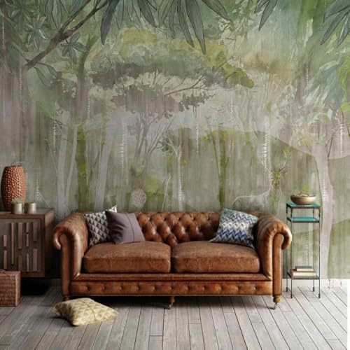 Abstrakter Regenwald-Elch 3D Tapete Poster Restaurant Schlafzimmer Wohnzimmer Sofa TV Dekorative Wand-200cm×140cm