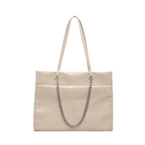 ohodhmnu Damen-Tragetasche, modische Unterarm-Schultertasche, Handtasche, einfarbig, Schultertasche für Frauen, Mädchen, Arbeit, Dating, Reisen, beige, 15.6 inches