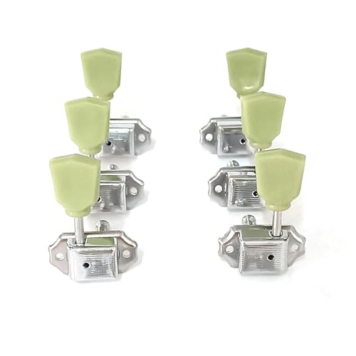 Strings Tuning Pegs Mechaniken Für Gitarre 6er-Pack 3L3R Gitarren-Stimmschlüssel, Saiten-Stimmstifte, Retro-Tuner-Gitarrenkopf (Color : Silver)