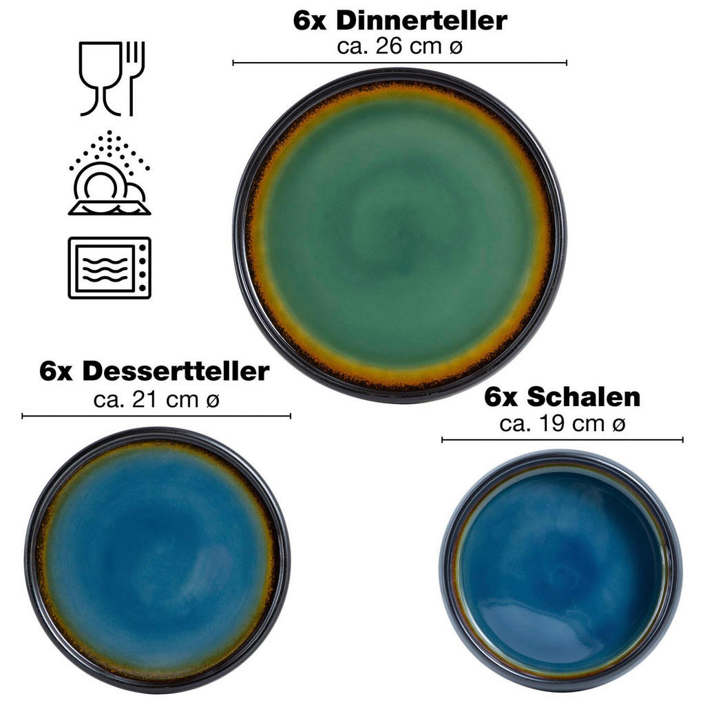 Moritz & Moritz Tafelservice Reaktiv grün Steinzeug 18 tlg. 4