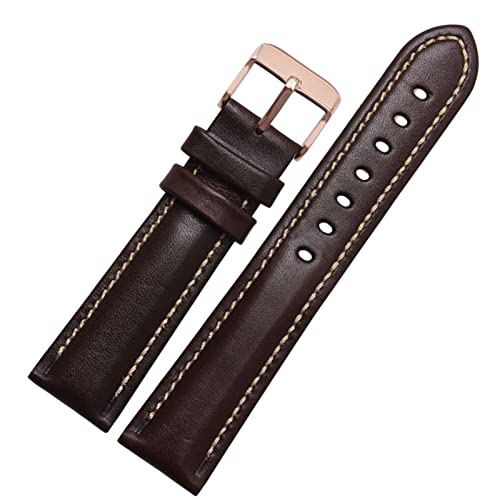 SCRUBY Für klassische Allzweck -Weave -Weave -Band -Modemarkenband 18mm 20mm 21mm 22 mm echtes Leahther Armband(Brown-rose gold,18mm)