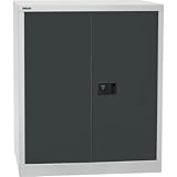 BISLEY Flügeltürenschrank Universal, 1 verzinkter Fachboden, 2 OH, Metall, 525 Korpus Lichtgrau, Fronten Anthrazitgrau, 40 x 91.4 x 100 cm