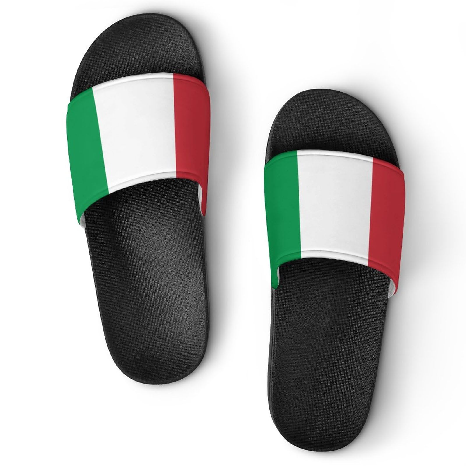 HABXNJF Duschpantoffeln, Italien Flagge Slider für Männer und Frauen, rutschfeste Slides für Indoor, Outdoor, Schwarze Italien-Flagge, 42.5 EU