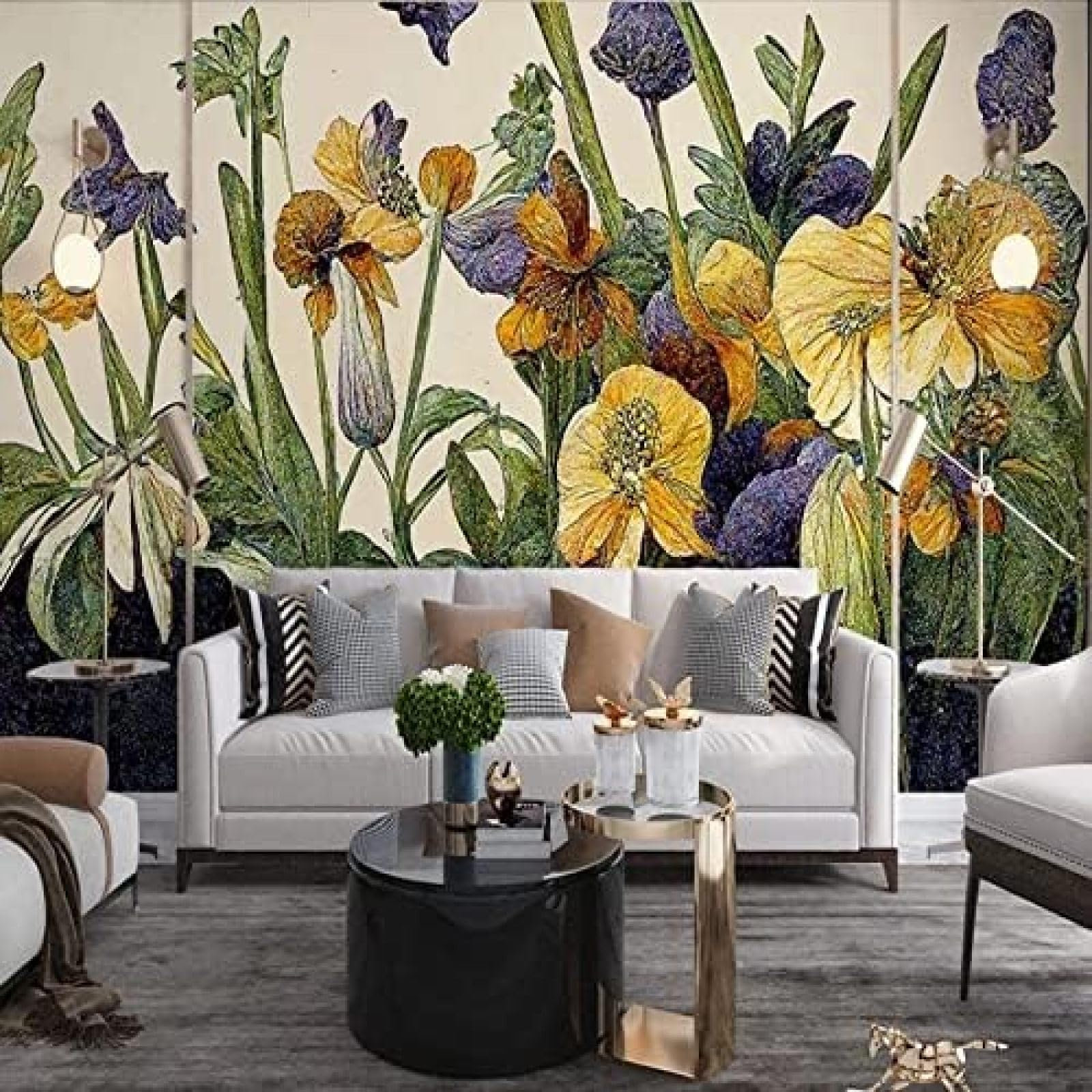 XLMING Handgemalte Blumen 3D Tapete Wohnzimmer Sofa Schlafzimmer Esszimmer Home Dekoration Wand-400cm×280cm