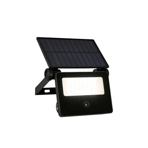 TELEFUNKEN - LED Strahler Solar mit Bewegungsmelder, Dämmerungssensor, 1000 Lumen, Baustrahler, Außenlampe, Außenleuchte, Akku, Außenwandleuchte, Außenstrahler, 14x11,5x18 cm, Schwarz