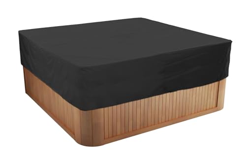 BaCover Whirlpool-Abdeckung, Quadratischer Allwetter Garten Spa Abdeckung aus 210D Oxford, Wasserdicht, Staubdicht, UV-geschützt Quadrat Poolabdeckung,Schwarz,239x239x50cm