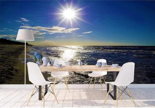 Sonnenaufgang Meer Strand 3D Tapete Poster Restaurant Schlafzimmer Wohnzimmer Sofa TV Dekorative Wand-300cm×210cm