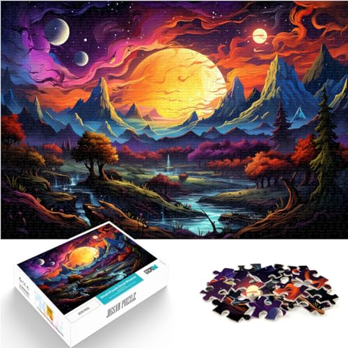 Puzzles, Geschenke, Spielzeug, farbenfrohe künstlerische Mondlandschaft, lustige Puzzles für Erwachsene, 1000-teiliges Geschenke für Freunde und Familie, 1000 Teile (50 x 75 cm)