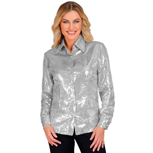 Widmann - Party Fashion Pailletten Bluse für Damen, Disco Fever, Schlagermove, Damenhemd