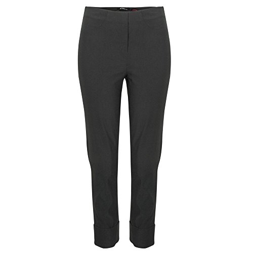 Robell Style BELLA09 – Bequeme, stretchige 7/8 Damenhose, Gerade geschnittenes Bein mit Aufschlag und Gesässtaschen Farbe Anthra Größe 40