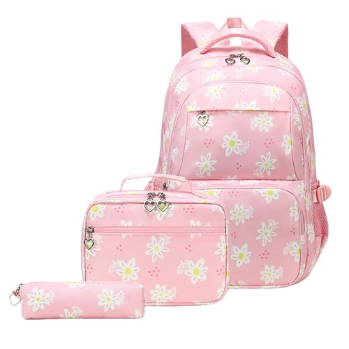 TAKOXIA 3-teiliges Set aus Rucksack und Lunchtasche, Federmäppchen, großes Fassungsvermögen, Rucksack, lässiger Tagesrucksack für Grundschüler