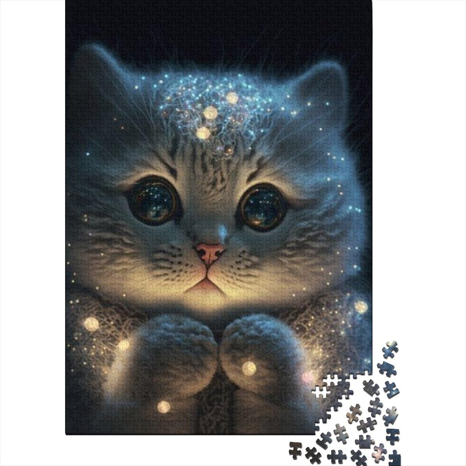 Fantasie-Katze-Holzpuzzle für Teenager, 1000 Teile, für Erwachsene, schwierige Puzzles, Lernspielzeug, Familienspiele (Größe 75 x 50 cm)