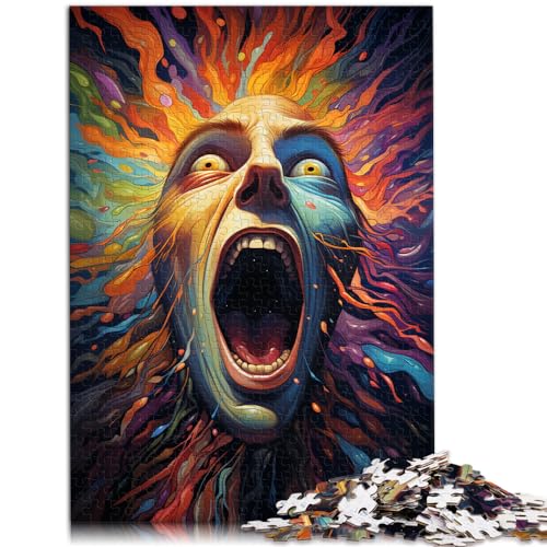 Puzzlespiel „Schreiende, farbenfrohe Psychedelie“, 1000 Teile, Puzzlespielzeug, Holzpuzzle, herausfordernd, aber unterhaltsam und humorvoll, 1000 Teile (50 x 75 cm)